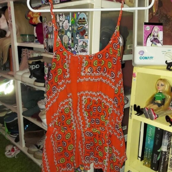 Orange spaghetti strap peplum tank top - Picture 1 of 4